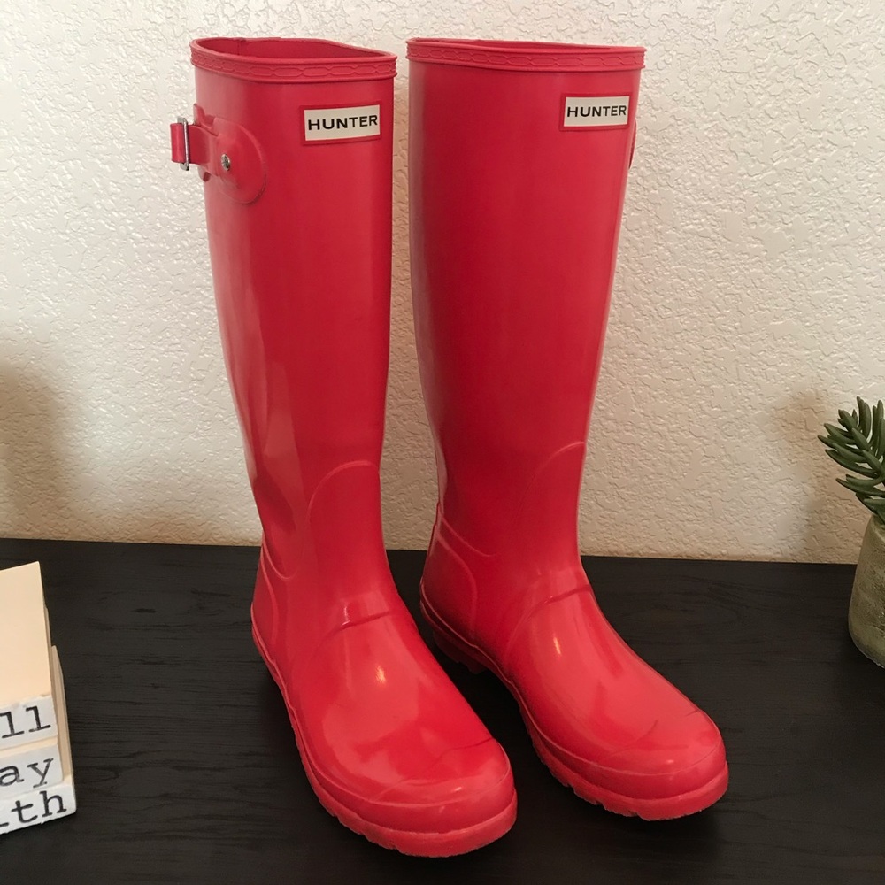 Pink Hunter Rain Boots Size 7 EU 38